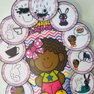 Kit menina bonita laço de fita + 8 atividades