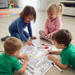 Painel de Natal para pintura coletiva nasceu Jesus