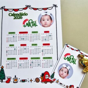 Calendário de Natal + cartão editável