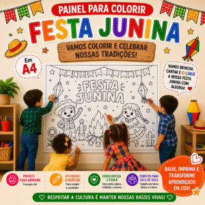 Painel pintura coletiva festa junina