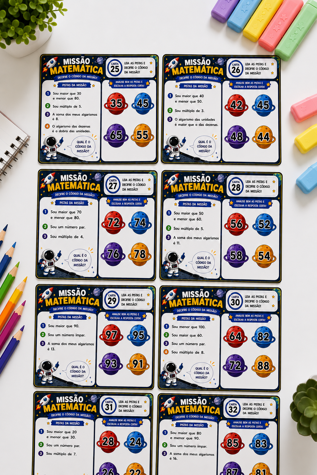 Missão Matemática – 32 Desafios de Raciocínio Lógico e Matemática | Jogo em PDF para Imprimir - Imagem 2